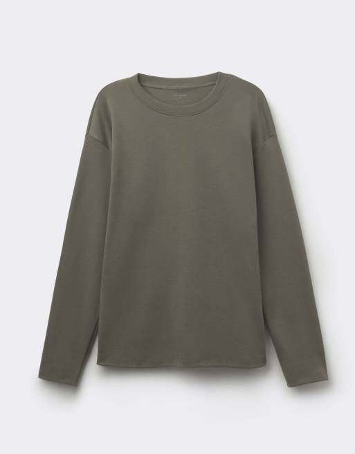 Tezenis Mid weight cotton long sleeve t-shirt in pastel military, 5 of 5