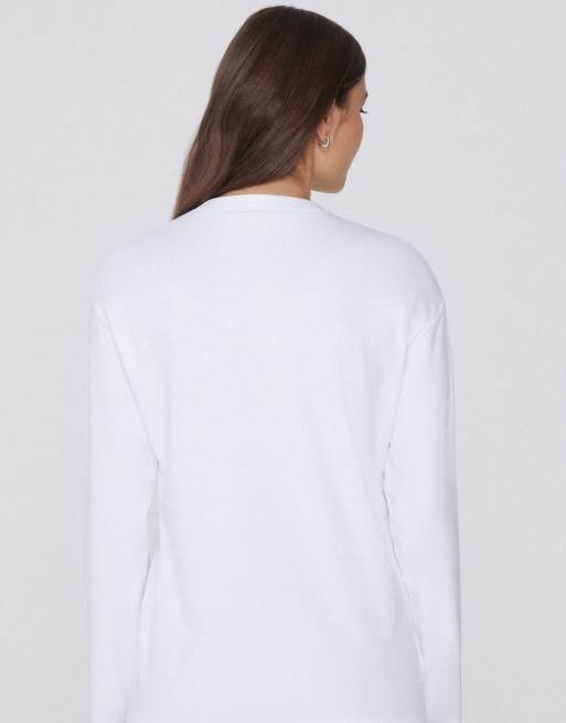 Tezenis Mid weight cotton long sleeve t-shirt in white, 2 of 5