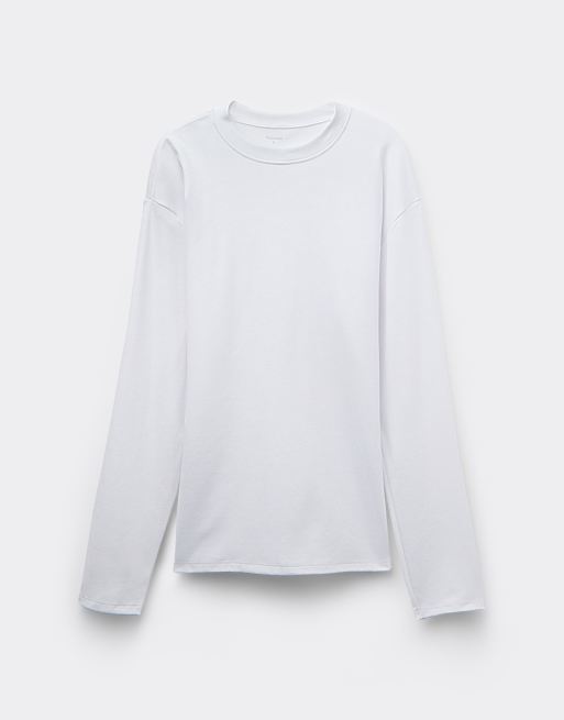 Tezenis Mid weight cotton long sleeve t-shirt in white, 5 of 5