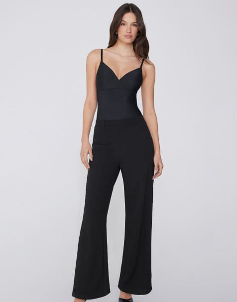 Tezenis Milano-stitch palazzo pants in black - view 1