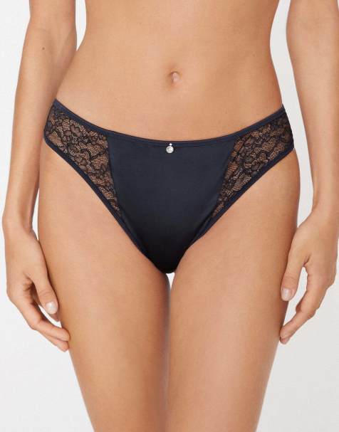 Tezenis Mistery essence brazilian knickers in navy black - view 1