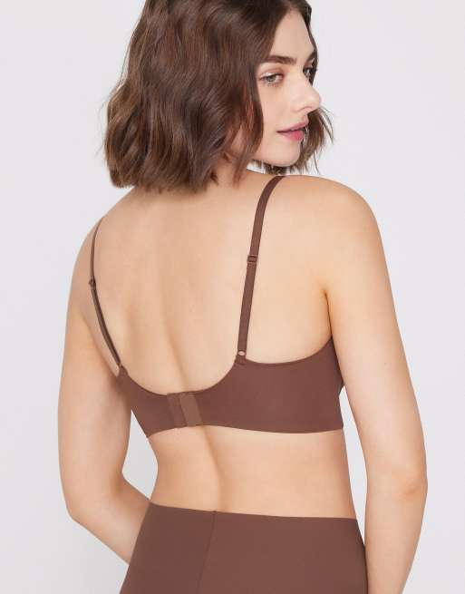 Tezenis Natural lifting balconette bra in caramel, 4 of 4