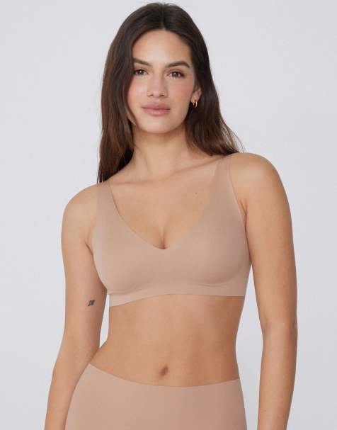 Tezenis Natural lifting laser cut triangle bra in beige - view 1