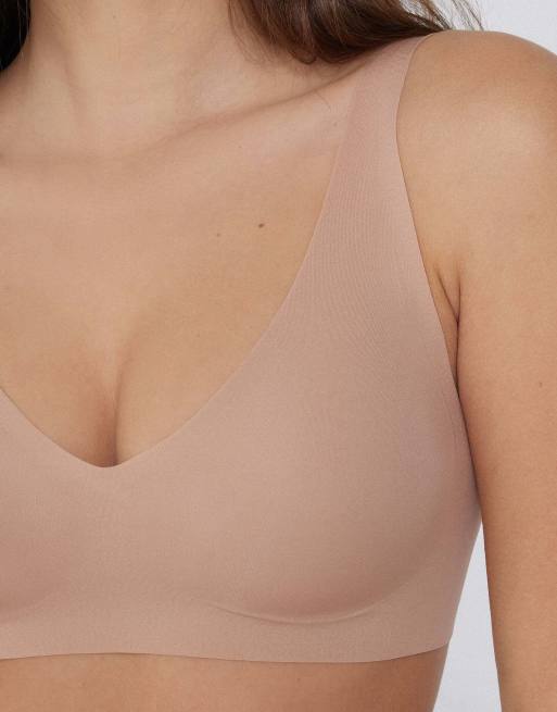 Tezenis Natural lifting laser cut triangle bra in beige, 3 of 5