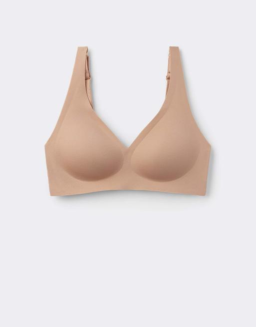 Tezenis Natural lifting laser cut triangle bra in beige, 5 of 5