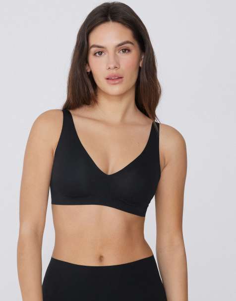 Tezenis Natural lifting laser cut triangle bra in black - view 1
