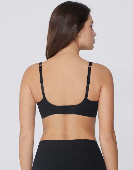 Tezenis Natural lifting laser cut triangle bra in black, 2 of 5