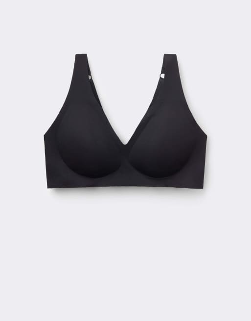 Tezenis Natural lifting laser cut triangle bra in black, 5 of 5