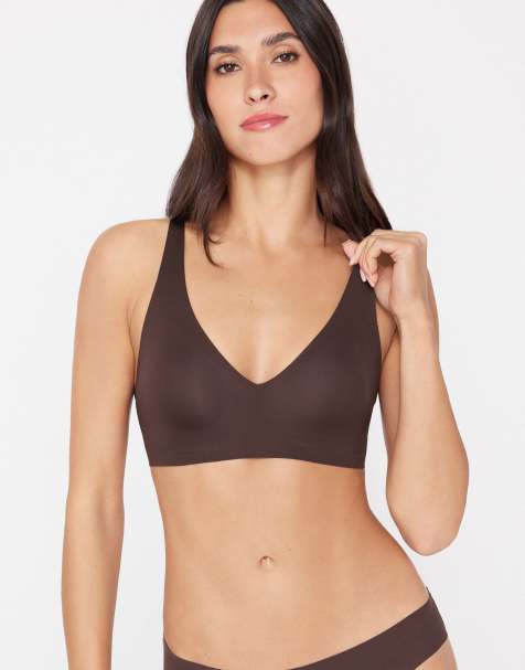 Tezenis Natural lifting laser cut triangle bra in brown - view 1