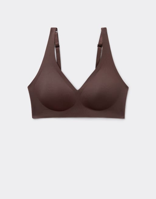 Tezenis Natural lifting laser cut triangle bra in brown, 5 of 5