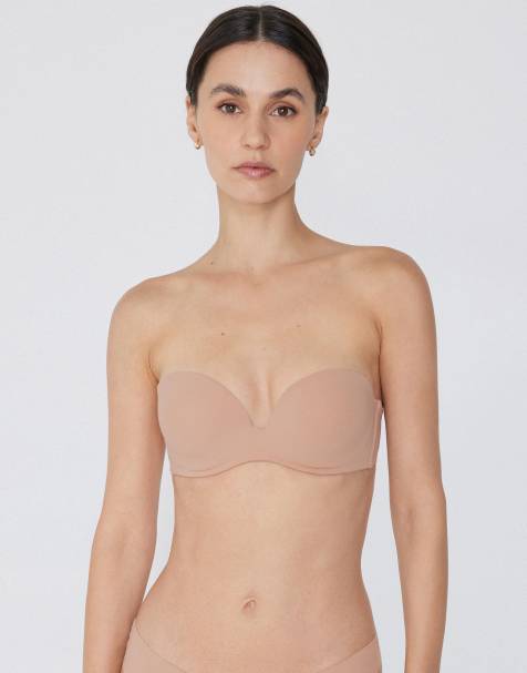 Tezenis New york padded microfibre bandeau bra in beige - view 1