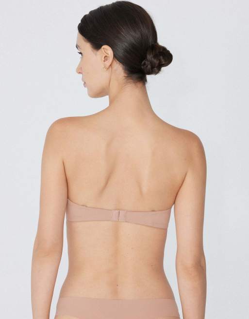 Tezenis New york padded microfibre bandeau bra in beige, 2 of 6