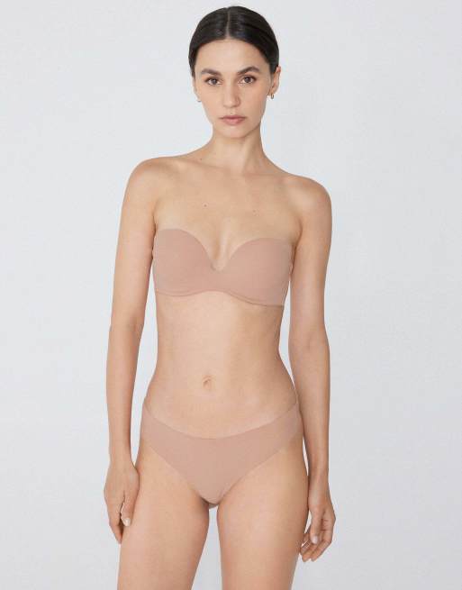 Tezenis New york padded microfibre bandeau bra in beige, 4 of 6