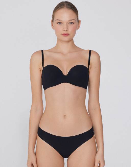 Tezenis New york padded microfibre bandeau bra in black, 3 of 6