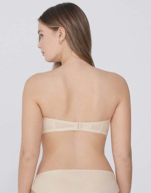 Tezenis New york padded microfibre bandeau bra in ivory, 2 of 6