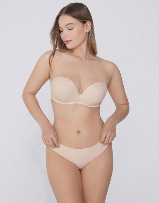 Tezenis New york padded microfibre bandeau bra in ivory, 4 of 6