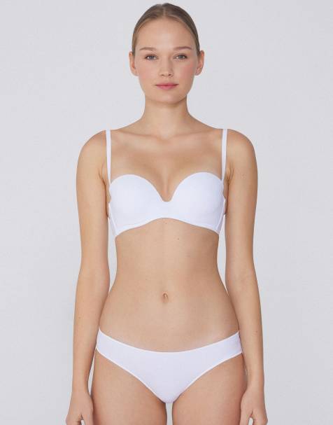Tezenis New york padded microfibre bandeau bra in white - view 1
