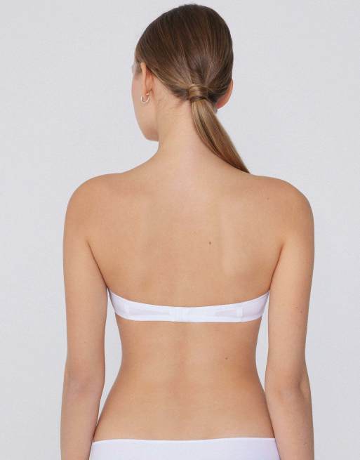 Tezenis New york padded microfibre bandeau bra in white, 2 of 6