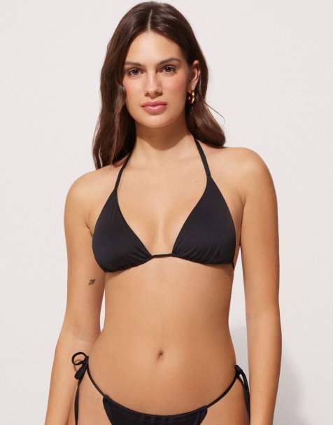 Tezenis Non-padded sliding triangle bikini top in black - view 1