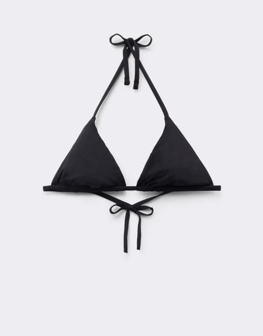 Tezenis Non-padded sliding triangle bikini top in black, 6 of 6