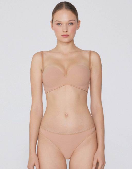 Tezenis Padded low-cut bandeau bra in beige, 3 of 5