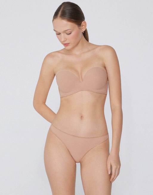 Tezenis Padded low-cut bandeau bra in beige, 4 of 5
