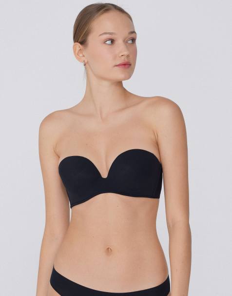 Tezenis Padded low-cut bandeau bra in black