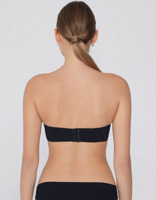 Tezenis Padded low-cut bandeau bra in black, 2 of 5