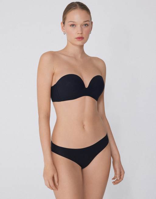 Tezenis Padded low-cut bandeau bra in black, 4 of 5
