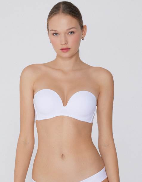 Tezenis Padded low-cut bandeau bra in white - view 1