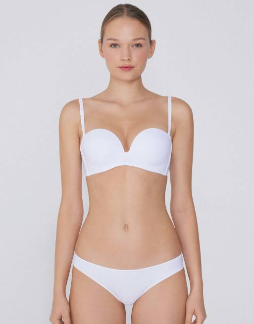 Tezenis Padded low-cut bandeau bra in white, 3 of 5