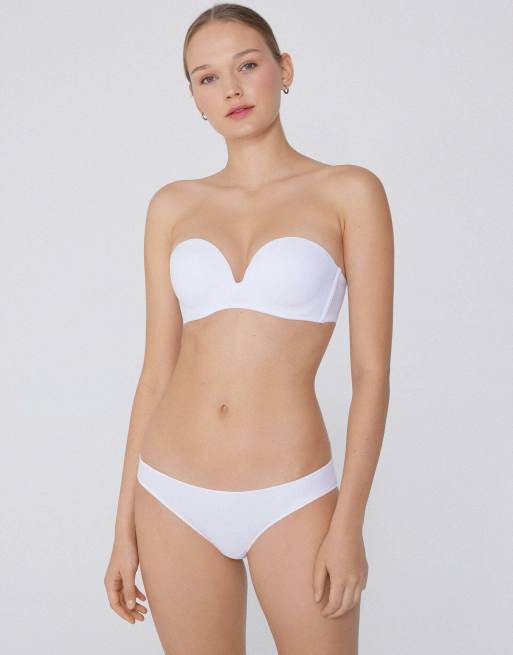 Tezenis Padded low-cut bandeau bra in white, 4 of 5