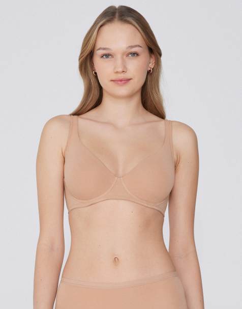 Tezenis Paris cotton balconette bra in beige - view 1