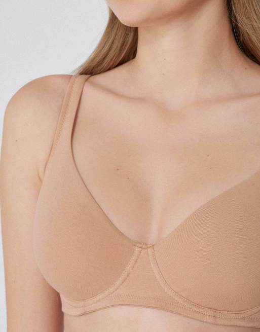 Tezenis Paris cotton balconette bra in beige, 3 of 5