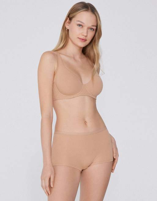 Tezenis Paris cotton balconette bra in beige, 4 of 5