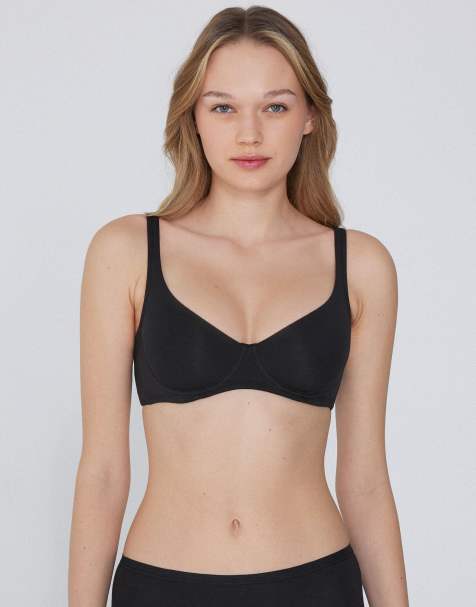 Tezenis Paris cotton balconette bra in black - view 1