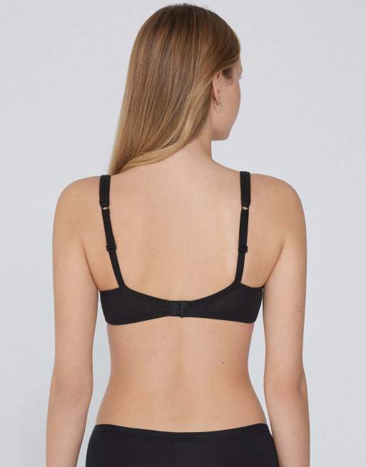 Tezenis Paris cotton balconette bra in black, 2 of 5