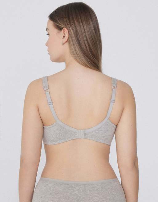 Tezenis Paris cotton balconette bra in mottled light grey, 2 of 5