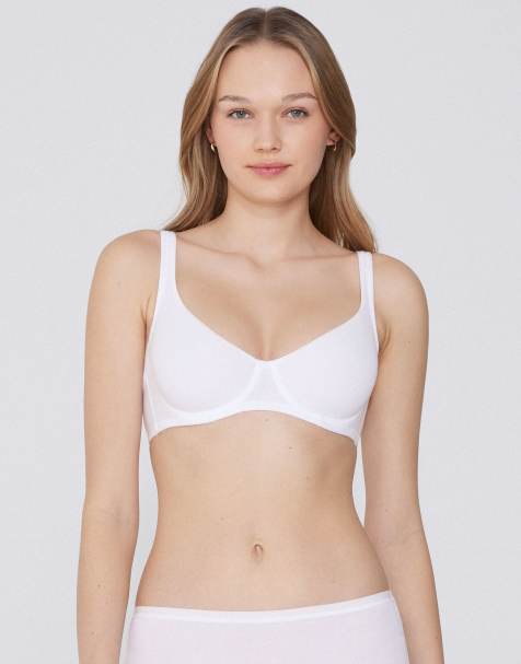 Tezenis Paris cotton balconette bra in white - view 1