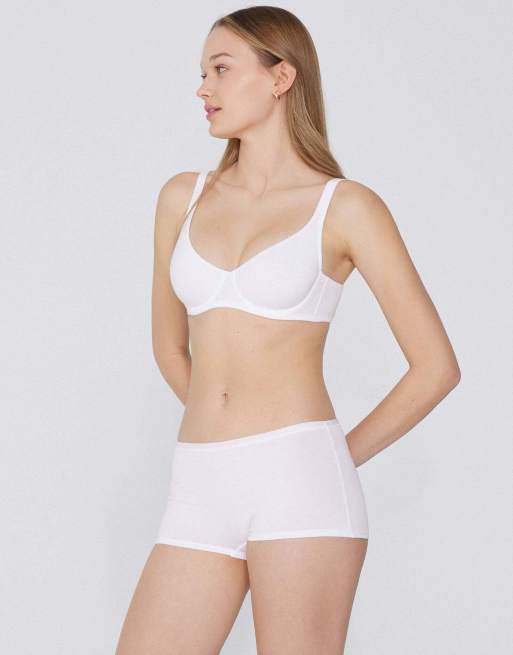 Tezenis Paris cotton balconette bra in white, 4 of 5