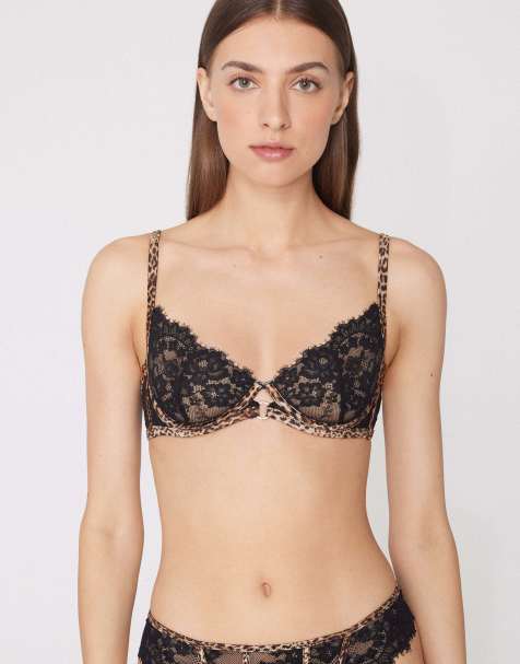 Tezenis Paris jungle glow balconette bra in black leopard print - view 1