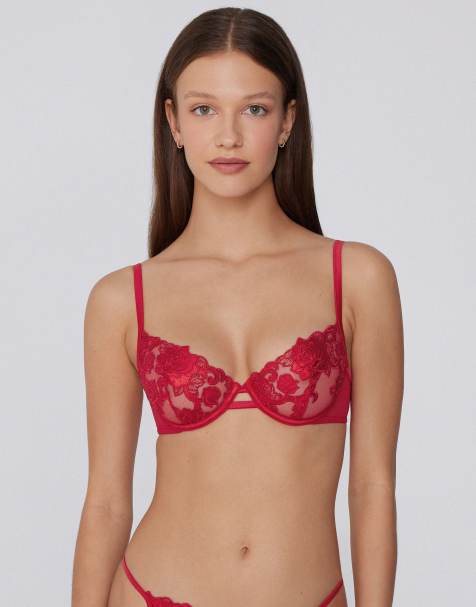 Tezenis Paris rose wonder balconette bra in winter red - view 1