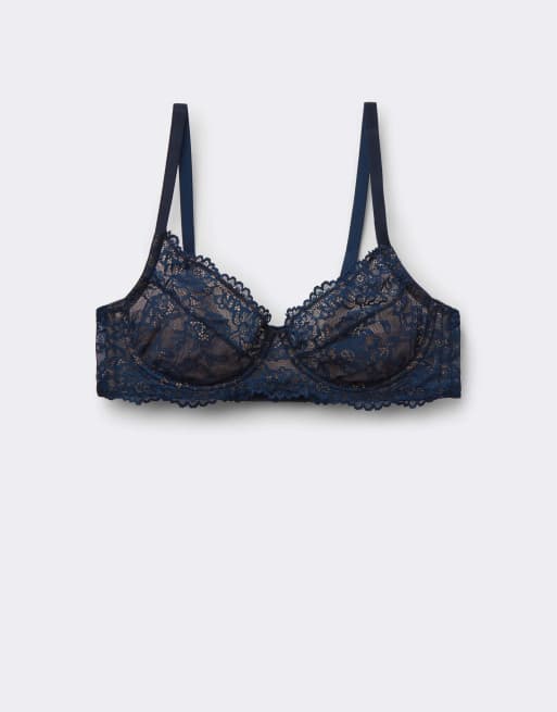 Tezenis Paris&nbsp;lace&nbsp;unpadded&nbsp;balconette&nbsp;bra in absolute blue, 5 of 5