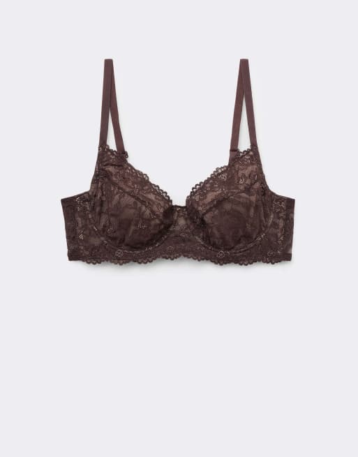 Tezenis Paris&nbsp;lace&nbsp;unpadded&nbsp;balconette&nbsp;bra in brown, 5 of 5