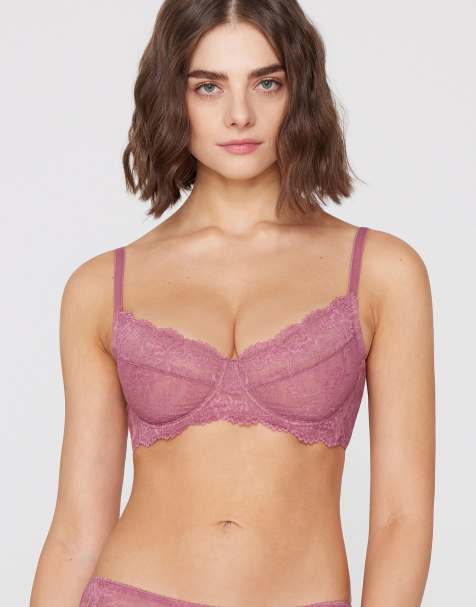 Tezenis Paris lace unpadded balconette bra in cameo pink - view 1