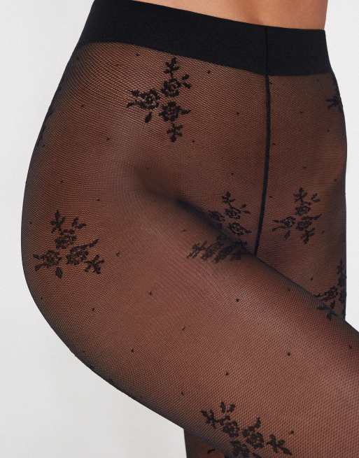 Tezenis Patterned 40 denier tights in black, 2 of 2