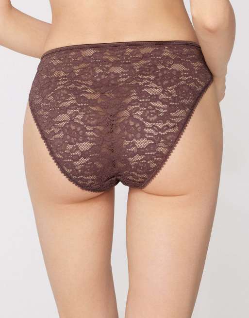 Tezenis Perfect harmony lace briefs in tobacco brown, 2 of 5