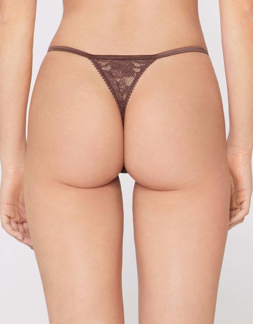 Tezenis Perfect harmony thong with side tanga in tobacco brown, 2 of 5