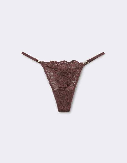 Tezenis Perfect harmony thong with side tanga in tobacco brown, 5 of 5