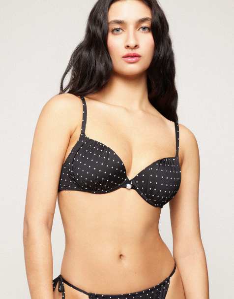 Tezenis polka dot moulded bikini top in black